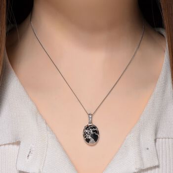 D'Joy Shungit Schmuckset ca. 45 cm 925 Silber rhodiniert ca. 7,11 ct.