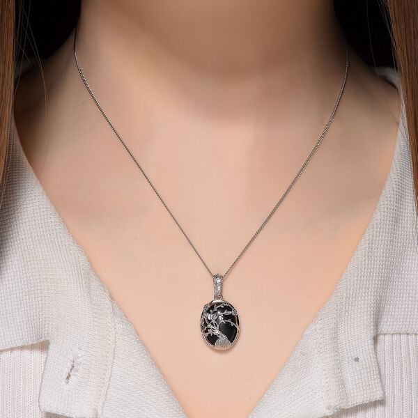 D'Joy Shungit Schmuckset ca. 45 cm 925 Silber rhodiniert ca. 7,11 ct. image number 2