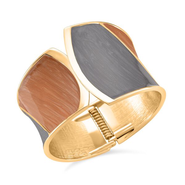 Emaille-Armreif im Colorblock-Design, ca. 17 cm, Braun-Grau image number 3