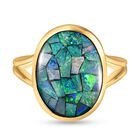 Mosaik-Opal Ring, 925 Silber Gelbgold Vermeil (Größe 17.00) ca. 5,43 ct