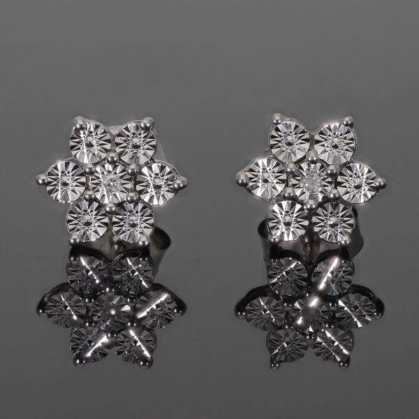 Diamant floraler Solit&auml;r-Anh&auml;nger in Silber image number 2