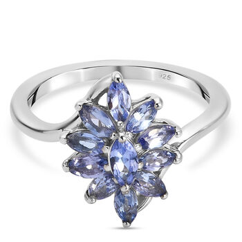 Tansanit Ring 925 Silber Platin-&Uuml;berzug (Gr&ouml;&szlig;e 16.00) ca. 0,99 ct