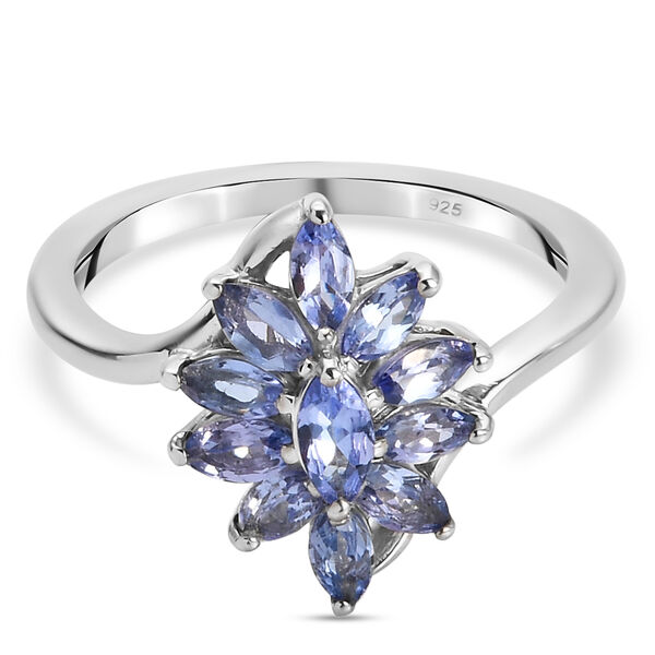 Tansanit Ring 925 Silber platiniert  ca. 0,99 ct