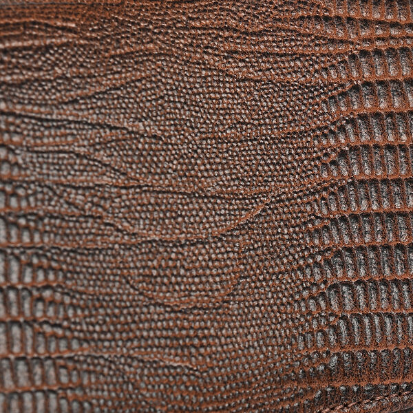 "RfidProtected 100% Lizard Print Embossed Genuine Leather Women's Wallet Color : Brown Size:7.25x4 INCH " image number 8