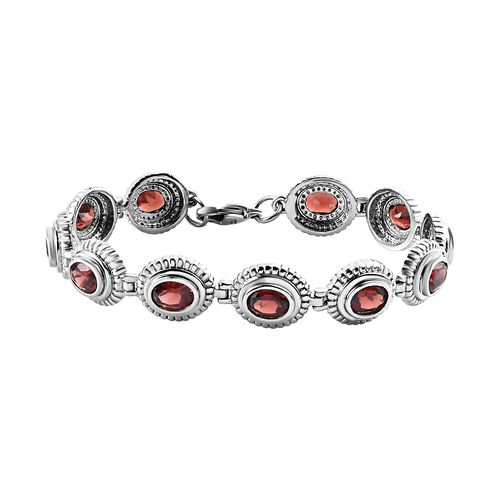 Rotes Granat Armband, ca. 19 cm, Edelstahl ca. 10,93 ct image number 0