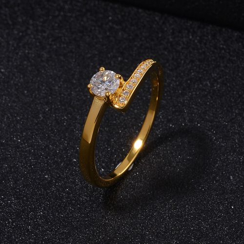 Moissanit Ring, 925 Silber 750 Gelbgold Vermeil - 0,39 ct. image number 1