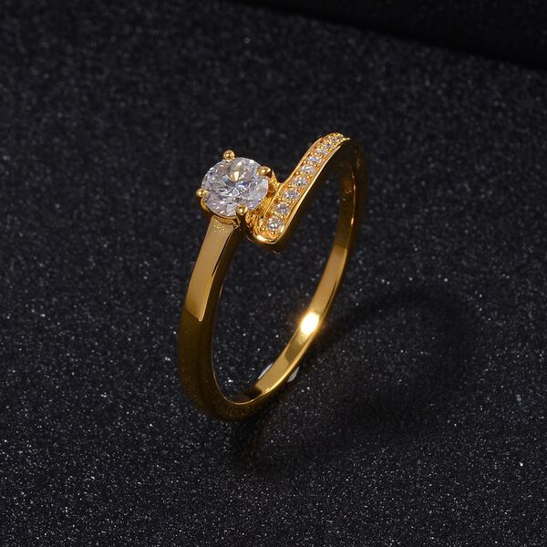Moissanit Ring, 925 Silber 750 Gelbgold Vermeil - 0,39 ct. image number 1