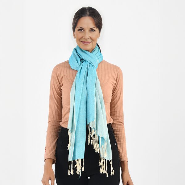 Doppelgewebter Schal, Blau