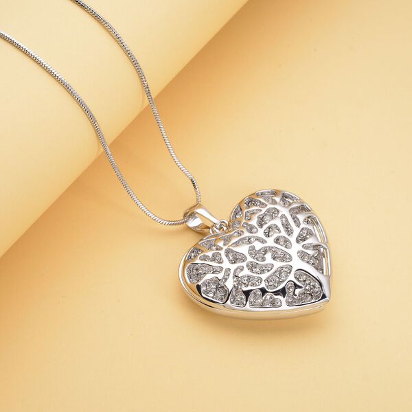 Weißer Kristall-Herz-Anhänger mit Kette - 1,50 ct. image number 2