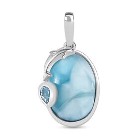 AA Larimar und himmelblauer Topas-Anhänger - 7,45 ct.