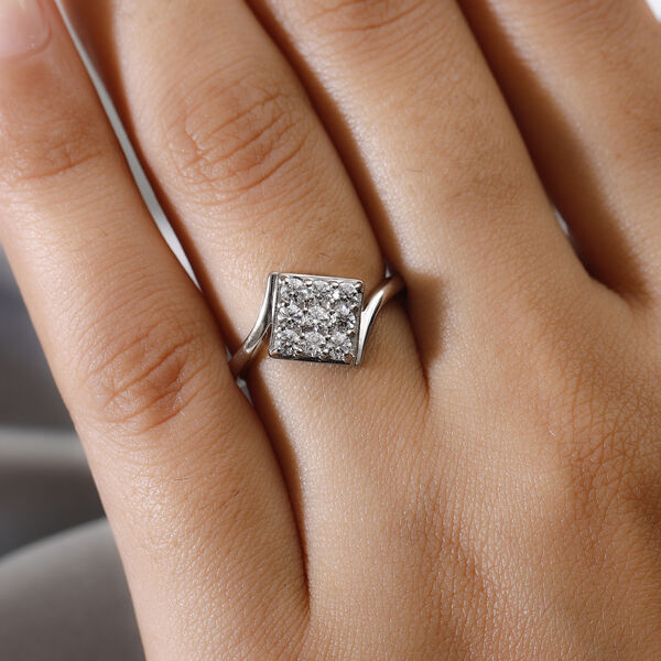 LUSTRO STELLA Hergestellt mit Feinster ZIRKONIA Ring 925 Silber platiniert image number 2