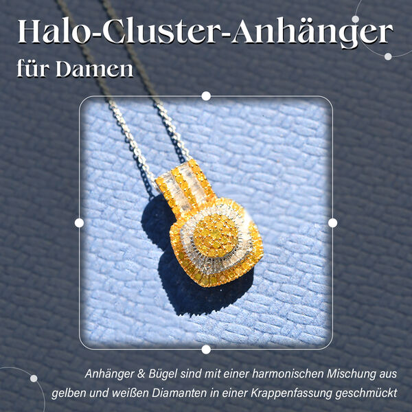 Gelber und wei&szlig;er Diamant-Anh&auml;nger mit 50cm Kette- 0,98 ct. image number 1