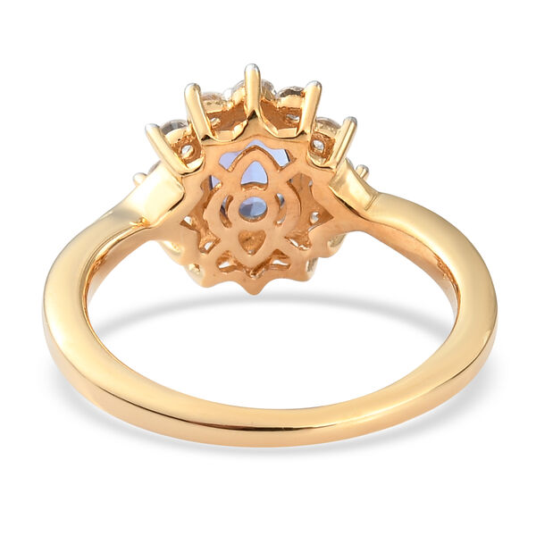 Tansanit und Zirkon Halo Ring 925 Silber Gelbgold Vermeil image number 6