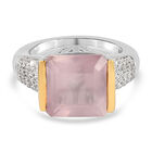 Rosenquarz und weißer Zirkon-Ring, 925 Silber Bicolor (Größe 16.00) ca. 6,85 ct