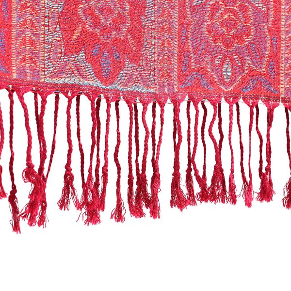 100% Viskose Paisley-Schal, Rot image number 3