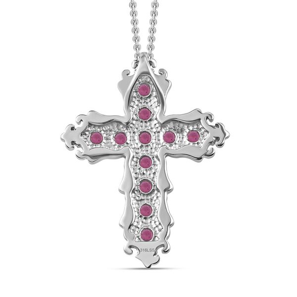 Afrikanischer Rubin (Fissure gefüllt) Kreuz-Anhänger mit Kette, 50 cm - 1,19 ct. image number 5