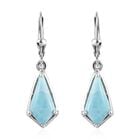 Larimar Tropfen Ohrringe 925 Sterling Silber platiniert 6,17 Ct