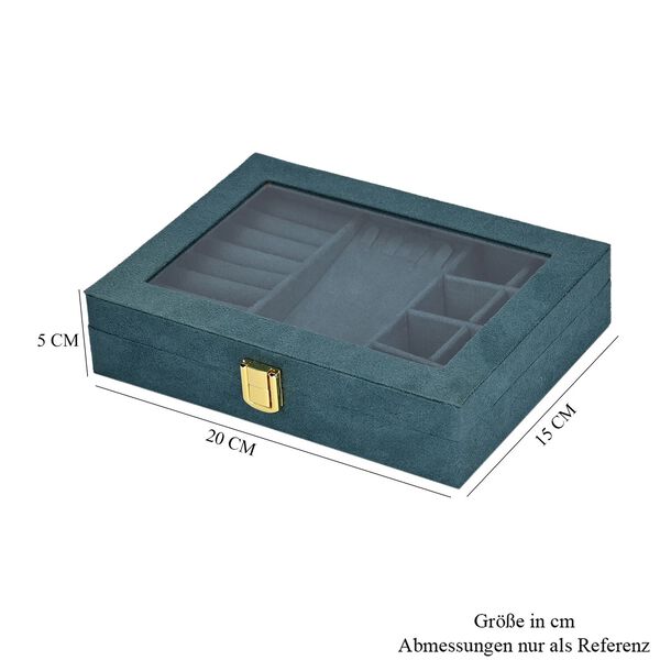 Schmuckbox aus Samt mit transparentem Fenster, 20x15x5cm, T&uuml;rkis image number 6