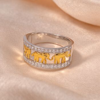 LUSTRO STELLA - zweifarbiger Zirkonia-Elefant-Ring in Silber