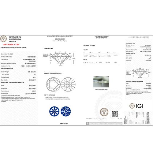 LUXURIANT DIAMOND- IGI zertifizierter VS-EF Labor Rundschliff Diamant Anhänger in 950 Platin - 5 ct. image number 6