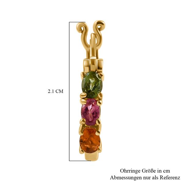 Natürliche mehrfach-Turmalin Creolen, 925 Silber vergoldet ca. 1.00 ct image number 5