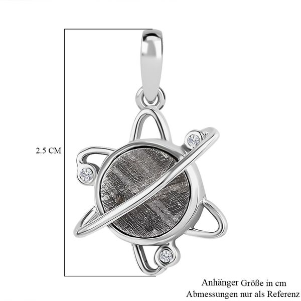 Meteorit, Weißer Zirkon Anhänger 925 Silber platiniert ca. 6,23 ct. image number 6