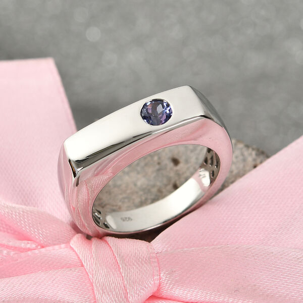 Tansanit Herren Ring 925 Silber Platin-Überzug image number 2