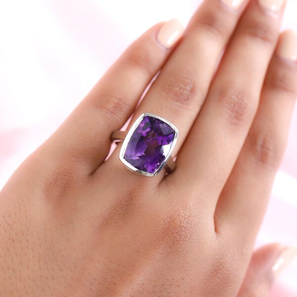 Nat&uuml;rlicher, marokkanischer Amethyst-Solit&auml;r-Ring - 10,83 ct. image number 3