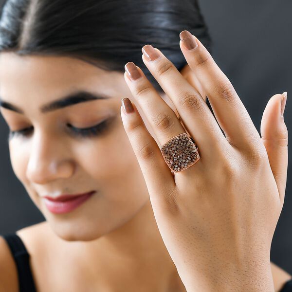 Nat&uuml;rlicher Champagner Diamant-Ring, 925 Silber Ros&eacute;gold Vermeil (Gr&ouml;&szlig;e 19.00) ca. 1,00 ct image number 3