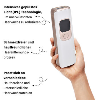 Seidenweich Haarentfernungsger&auml;t zur dauerhaft sichtbaren Haarentfernung, mit modernster IPL-Technologie, inkl. Zubeh&ouml;r