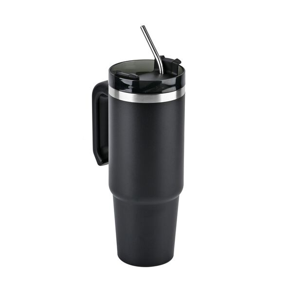 887 ml Edelstahlbecher mit Strohhalm in Schwarz image number 6