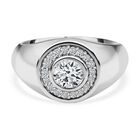 Moissanit Cluster Ring, 925 Silber platiniert, (Gr&ouml;&szlig;e 16.00) ca. 0.53 ct