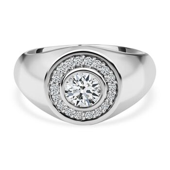 Moissanit Cluster Ring, 925 Silber platiniert, (Gr&ouml;&szlig;e 16.00) ca. 0.53 ct