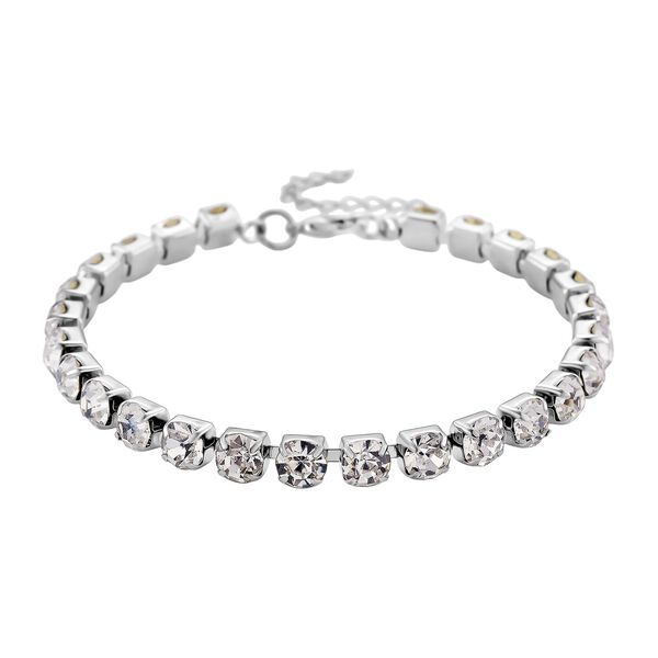 4er Set - Wei&szlig;er Kristall Schmuckset Nickelfreies Messing Silberfarben, Flexibles (Gr&ouml;&szlig;e 17.00-18.00) image number 9