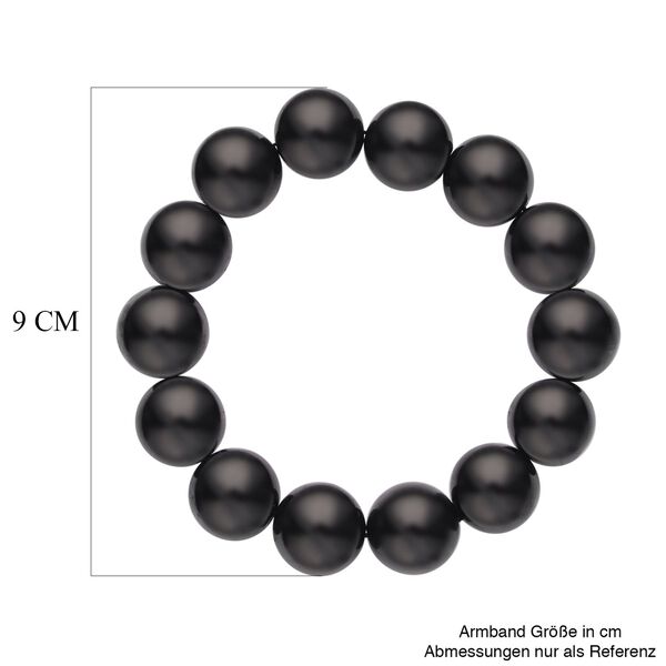 Flexibles, rundes Schungit-Perlen-Armband, 18cm - 204,80 ct. image number 5