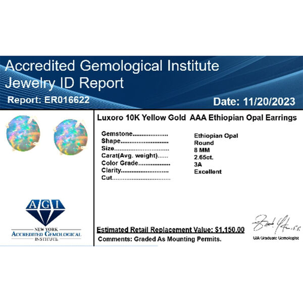 LUXORO AAA Natürliche, äthiopische Welo Opal Ohrringe in 417 Gold - 2,65 ct. image number 3