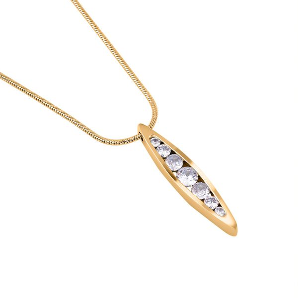 Weiße Zirkonia Halskette, ca. 70 cm, goldfarben image number 3