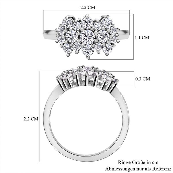 Moissanit Ring, 925 Silber rhodiniert - 1 ct. image number 7