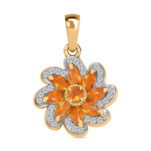Feuer opal Anhänger 925 Silber vergoldet ca. 0.76 ct image number 0
