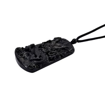 Schwarze Jadeit Anh&auml;nger mit verstellbarem Baumwollband, ca. 125.00 ct