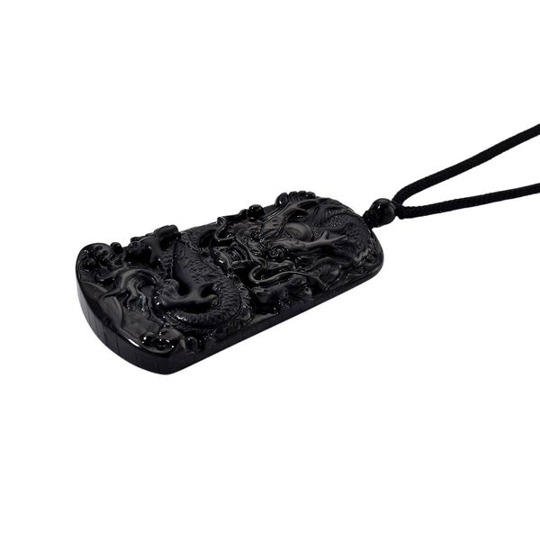 Schwarze Jadeit Anhänger mit verstellbarem Baumwollband, ca. 125.00 ct image number 3