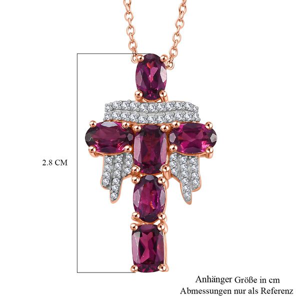 GP Royal Art D&eacute;co Kollektion - Rhodolith Granat, Zirkon und Kanchanaburi blauer Saphir-Anh&auml;nger mit 45cm Kette - 4,29 ct. image number 6