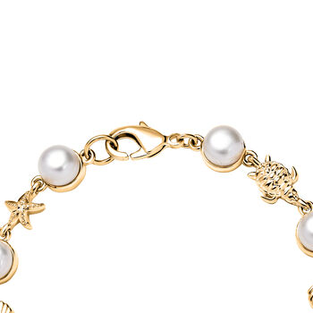 EVER TRUE S&uuml;&szlig;wasser Perle (7.5-8 mm) Armband ca. 19 cm Nickelfreies Messing, Goldfarben