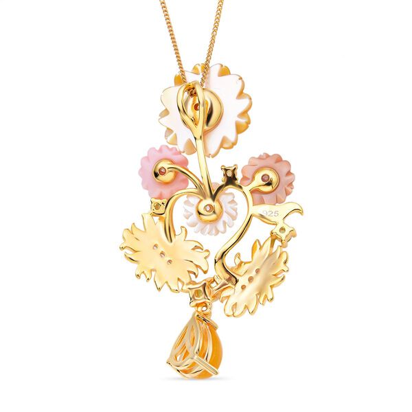 Jardin Kollektion - Gelber Perlmutt und Jade-Anh&auml;nger mit Kette, 925 Silber Gelbgold Vermeil ca. 1,90 ct image number 5