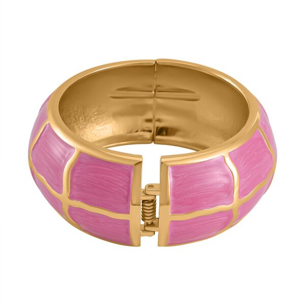 Emaillierter Gitternetz-Muster-Armreif, ca. 18 cm, ca. 87,60g Rosa image number 3