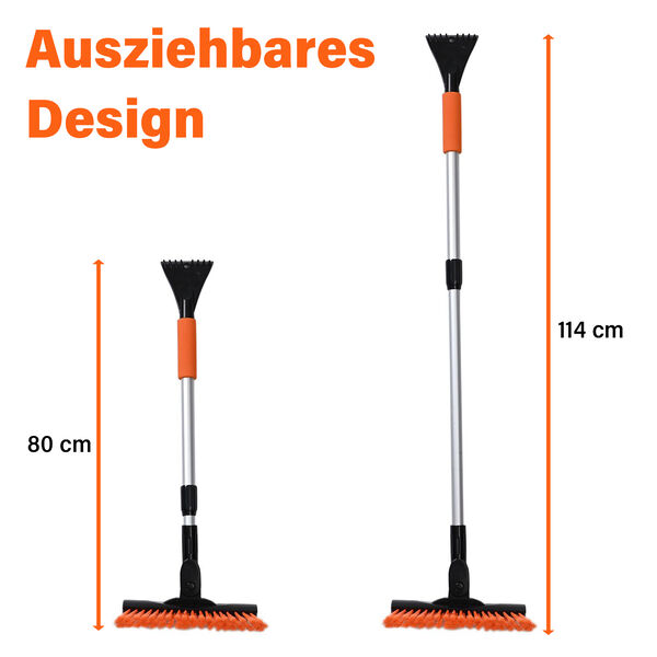 Ausziehbare Schneebürste mit verlängerbarem Griff, 80-114 cm, Bürstenkopf, Schneeschaufel und Eiskratzer image number 3