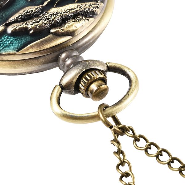 STRADA Taschenuhr mit 79cm Kette im Elefantenmotiv, Japanisches Uhrwerk image number 8