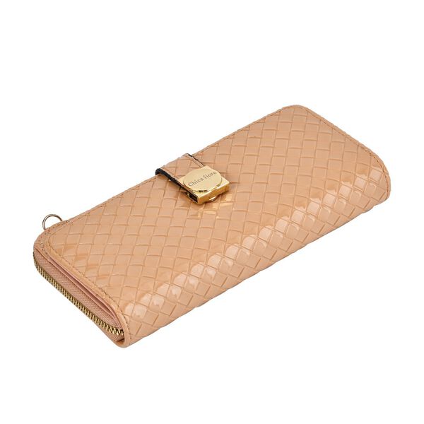 CLOSE OUT - gewebter Crossbody gl&auml;nzend Tasche, Multif&auml;cher, 20x10 cm, Nude image number 6