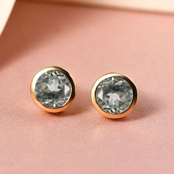 AAA Turkizit Ohrringe, 925 Silber Gelbgold Vermeil ca. 1,01 ct image number 2