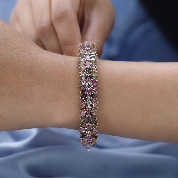 Mehrfach-Turmalin Armreif, ca. 19 cm, 925 Silber platiniert ca. 10,13 ct image number 3